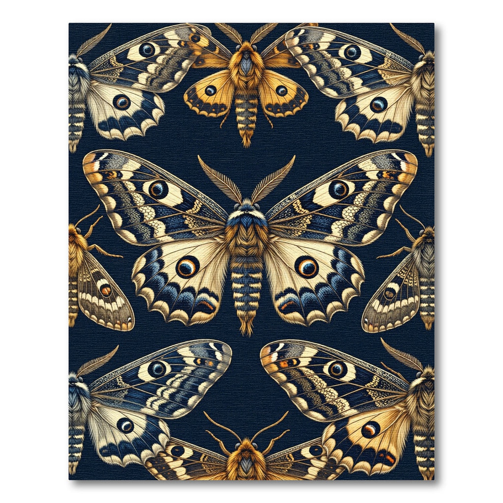 Whimsical Golden Butterfly Dark Navy Wallpaper Rug