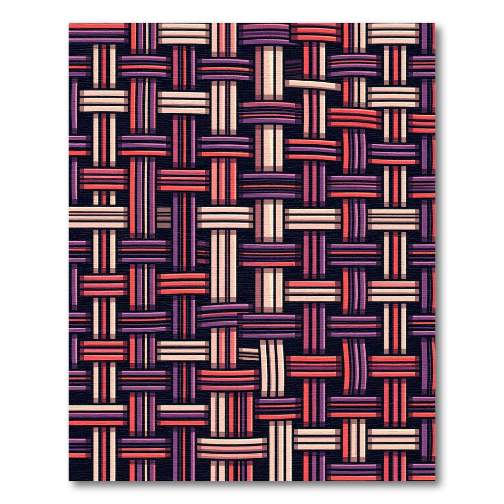 Woven Coral Berry Geometric Lattice Rug
