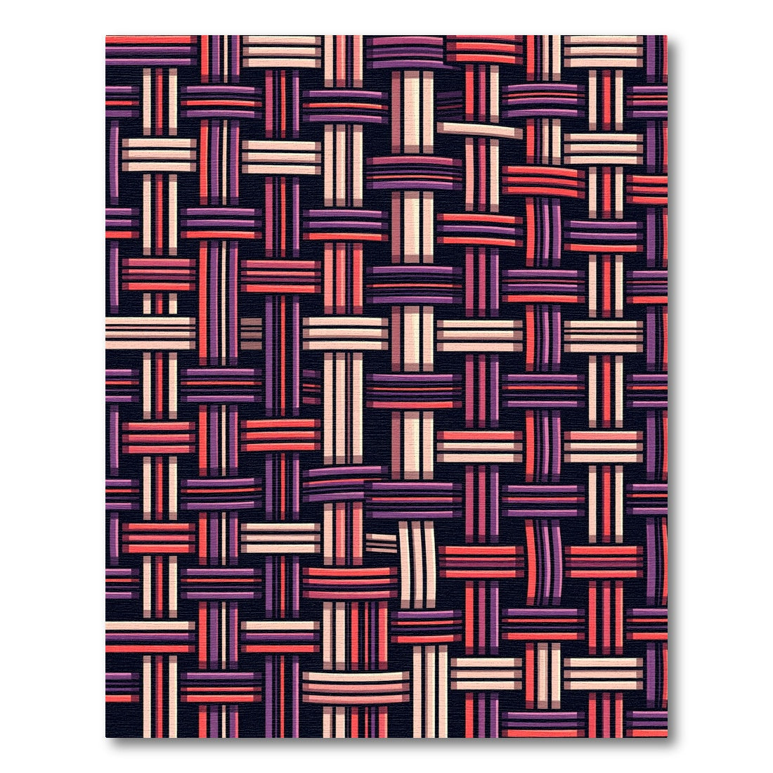 Woven Coral Berry Geometric Lattice Rug