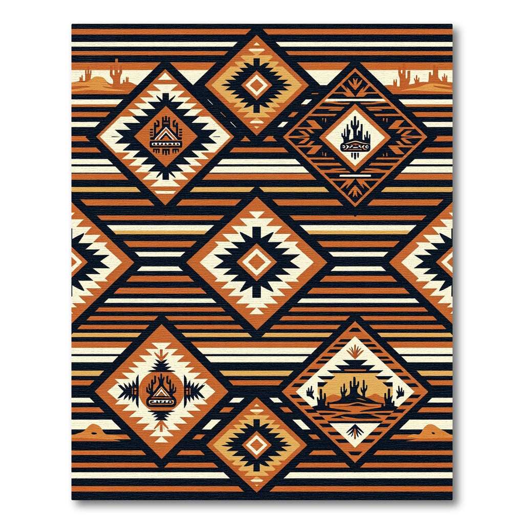 Southwest Earthy Tone Striped Diamond Rug