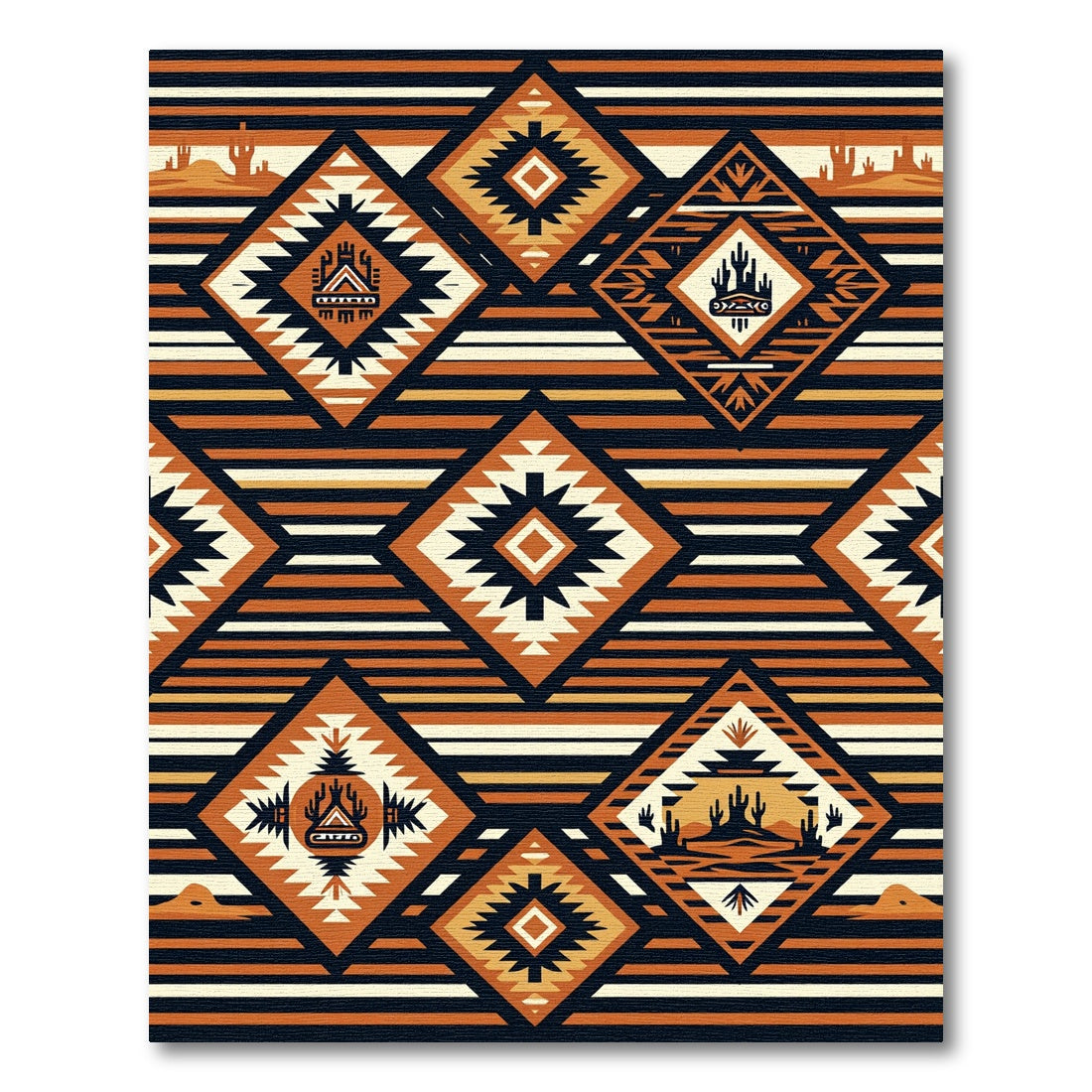 Southwest Earthy Tone Striped Diamond Rug