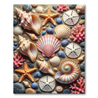 Coastal Seashell and Starfish Beach Art Rug