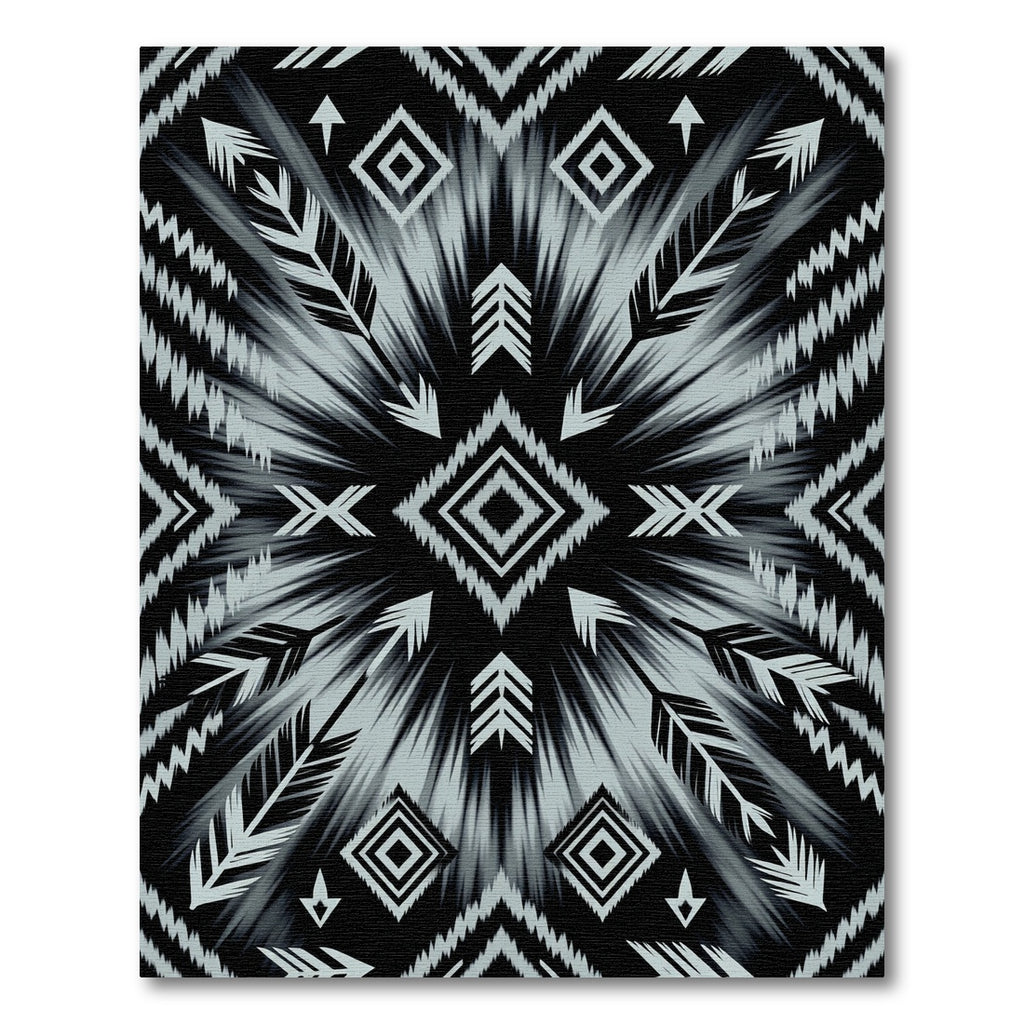 Monochrome Tribal Feather Arrow Rug