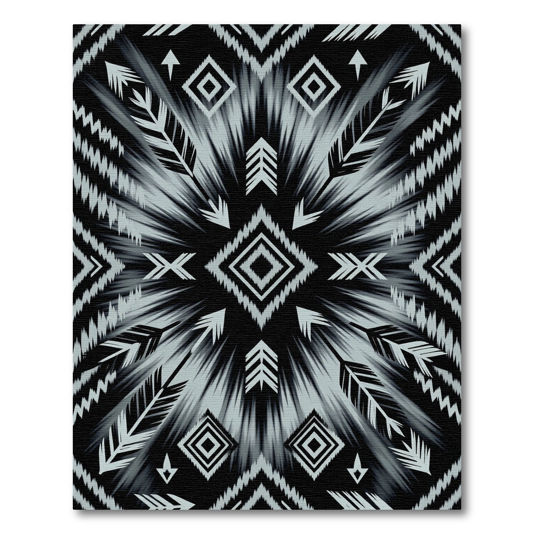 Monochrome Tribal Feather Arrow Rug