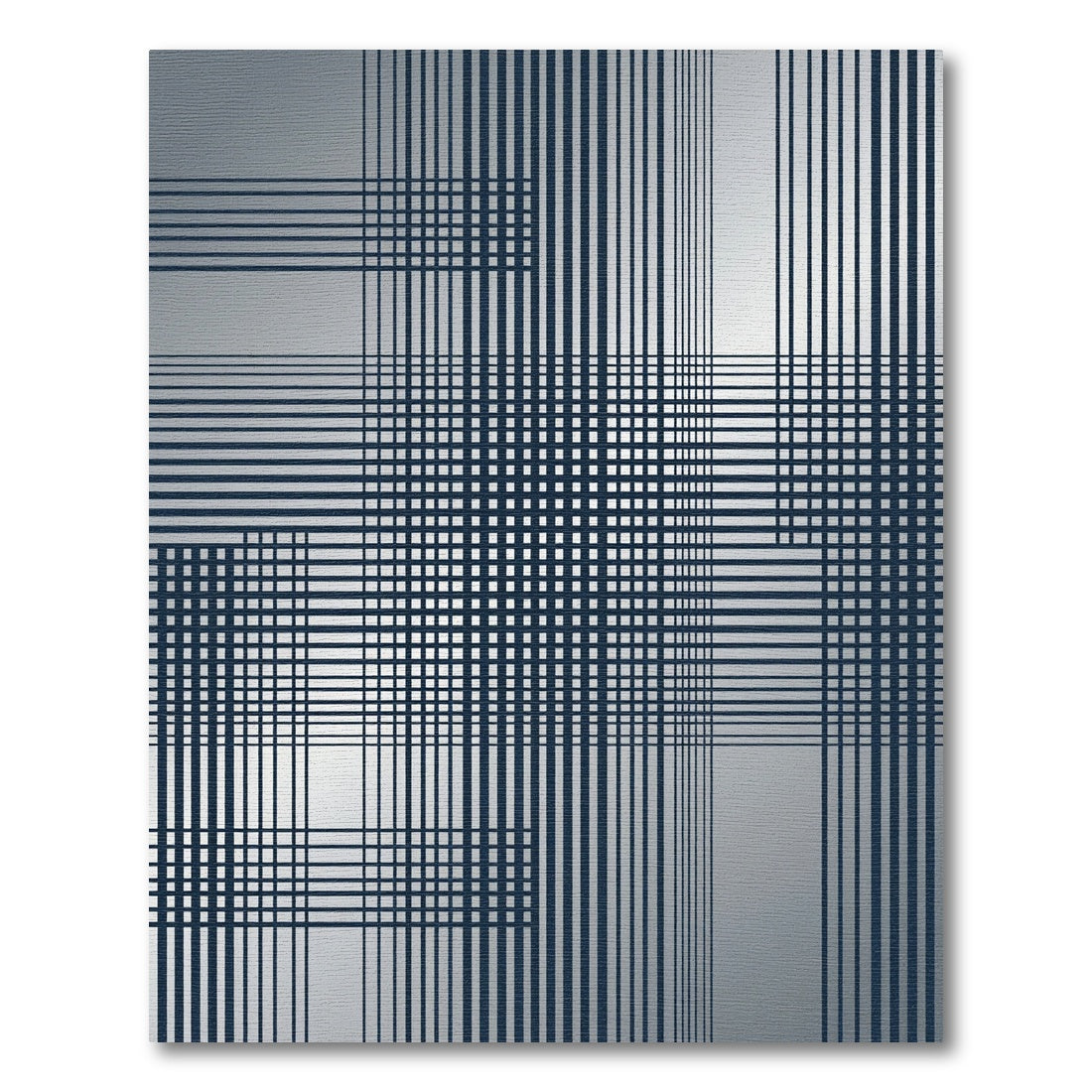 Dark Blue Grid Intersecting Lines Rug