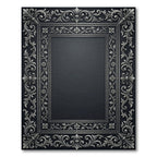 Ornate Silver Floral Scrollwork Border Rug