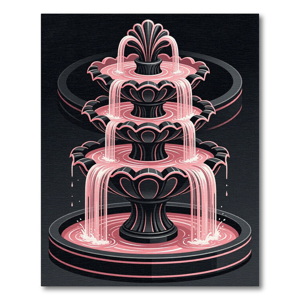 Elegant Black and Pink Tiered Fountain Rug