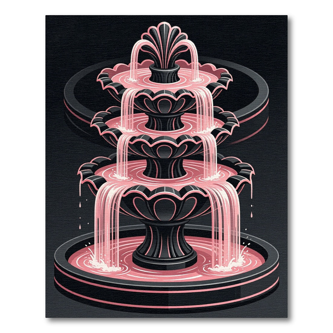 Elegant Black and Pink Tiered Fountain Rug