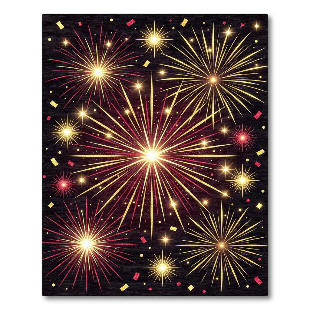 Celebratory Explosion Red Gold Sparkle Rug