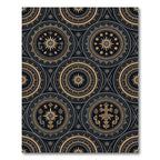 Black Golden Medallion Circular Brocade Rug