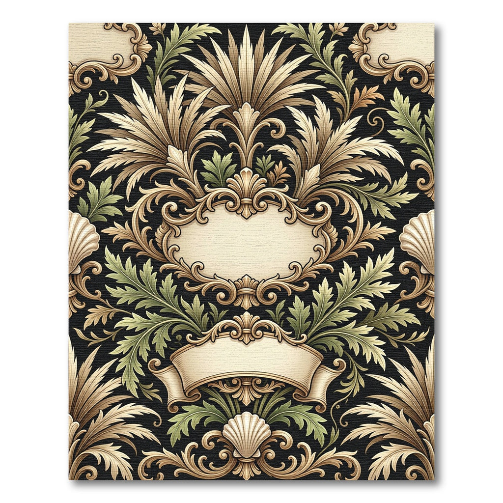Elegant Gold Green Acanthus Scroll Rug