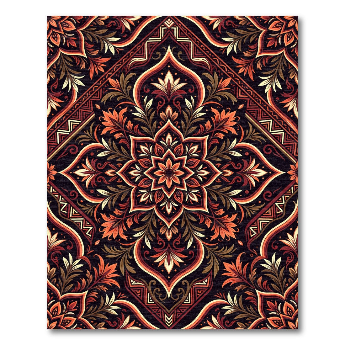 Floral Sunset Ornate Botanical Medallion Rug