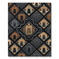 Ornate Archway Geometric Black Gold Grid Rug