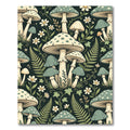 Whimsical Sage Mushroom Forest Fern Rug