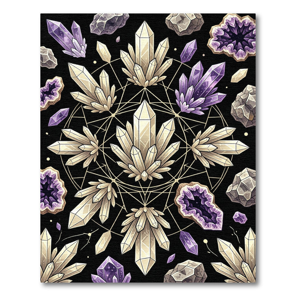 Sacred Geometry Amethyst Crystal Grid Rug