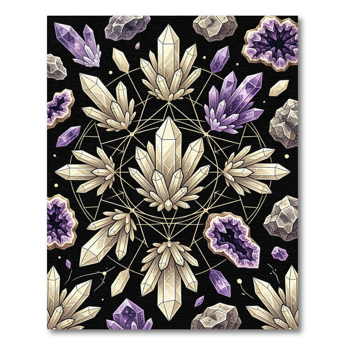Sacred Geometry Amethyst Crystal Grid Rug