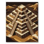 Geometric Terracotta Ziggurat Step Art Rug
