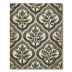 Sage Green Filigree Botanical Quatrefoil Rug
