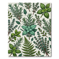 Lush Green Herb Foliage Illustration Rug
