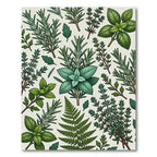 Lush Green Herb Foliage Illustration Rug