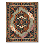 Vintage Burnt Orange Floral Medallion Rug