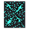 Cyan Pixelated Electric Storm Abstract Rug