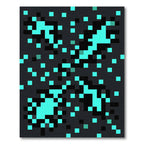 Cyan Pixelated Electric Storm Abstract Rug