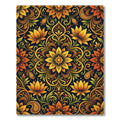 Golden Sunburst Floral Ornate Tapestry Rug