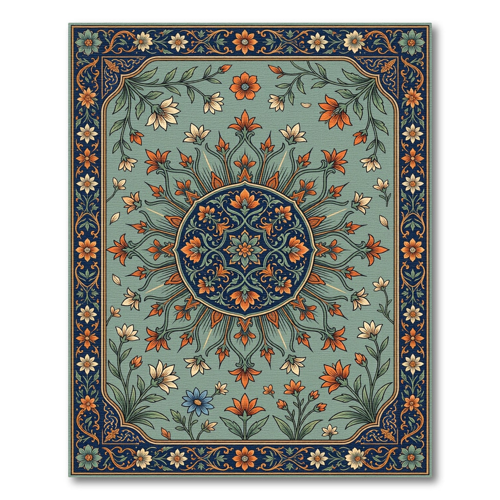 Floral Sunburst Botanical Garden Rug