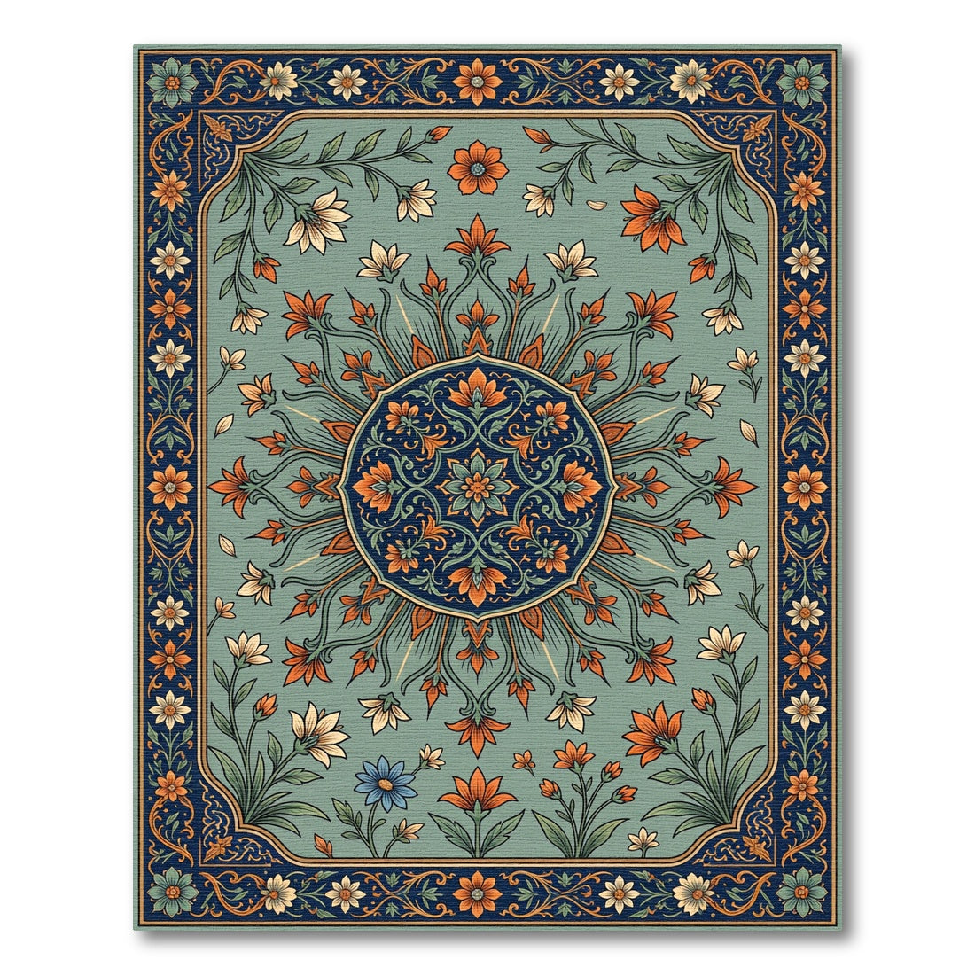 Floral Sunburst Botanical Garden Rug