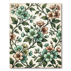 Vintage Floral Vine Mint Peach Rug