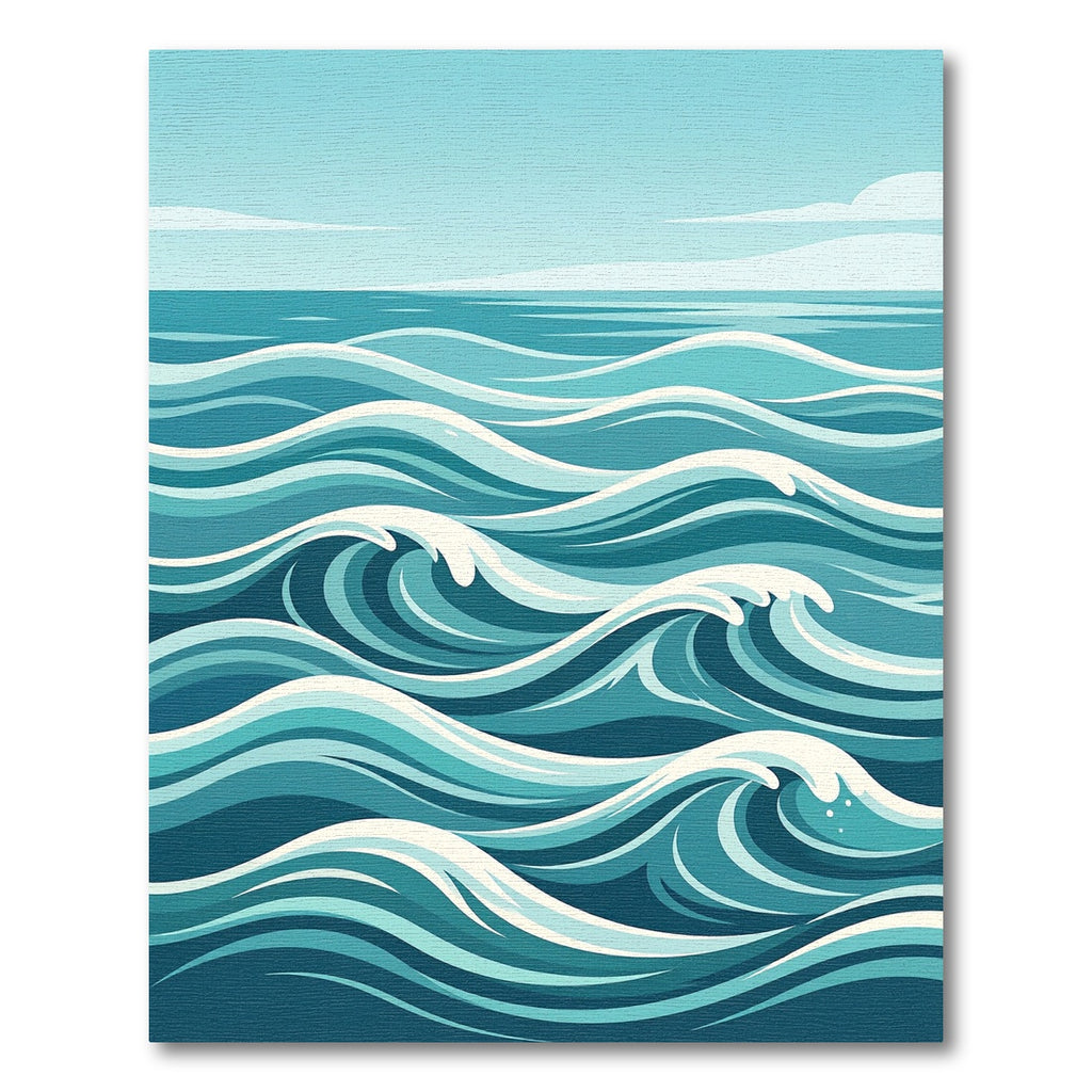Modern Teal Wave Ocean Rug
