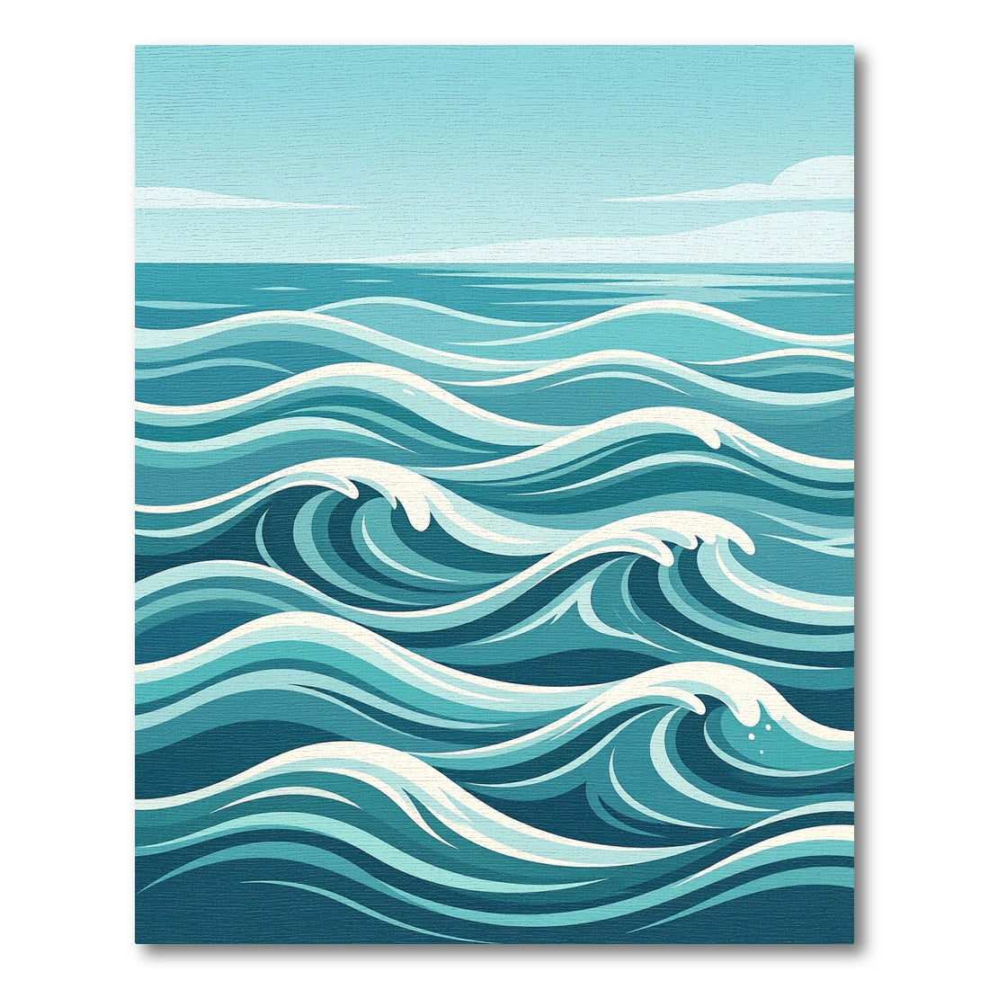 Modern Teal Wave Ocean Rug