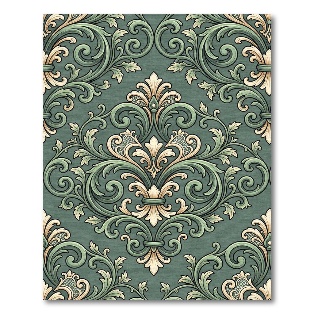 Emerald Green Baroque Floral Rug