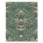 Emerald Green Baroque Floral Rug