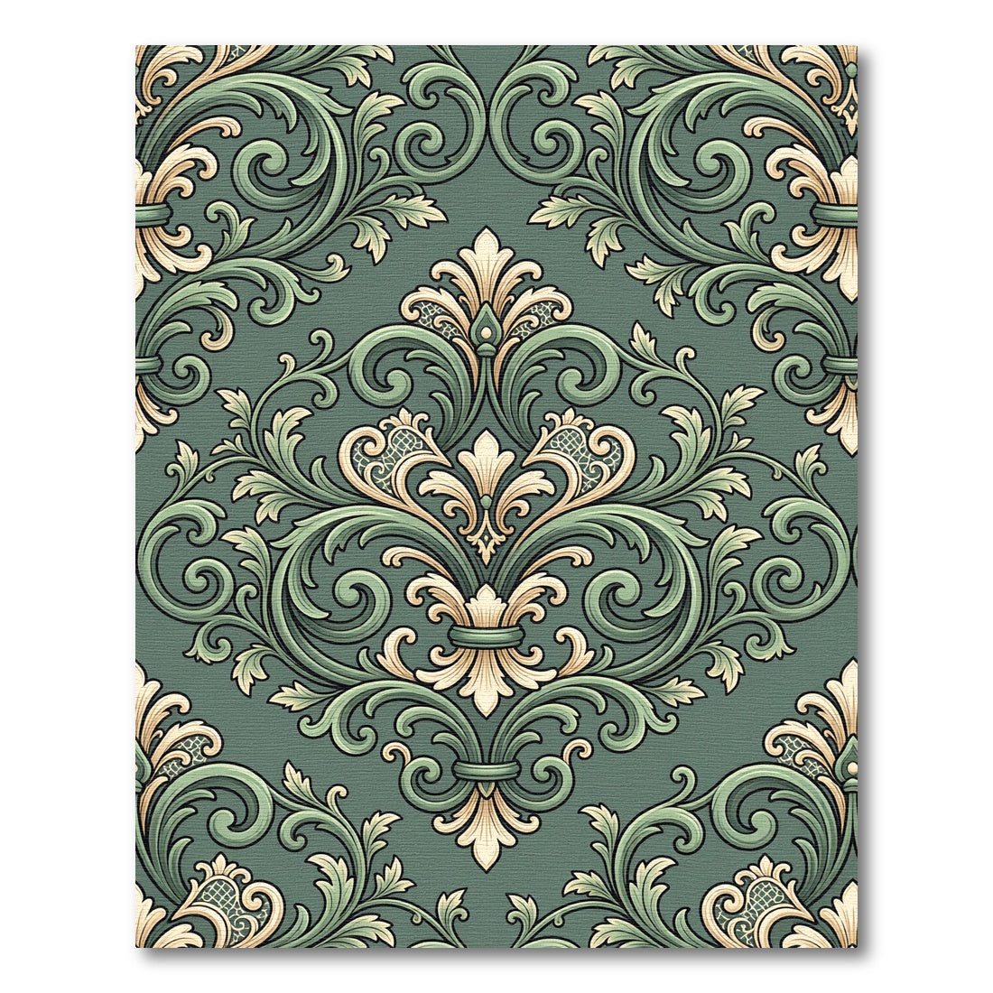 Emerald Green Baroque Floral Rug