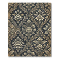 Elegant Charcoal Gold Floral Damask Rug