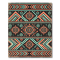 Geometric Coral and Teal Aztec Art Rug