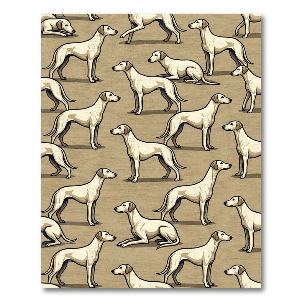 Minimalist Beige Greyhound Silhouette Art Rug