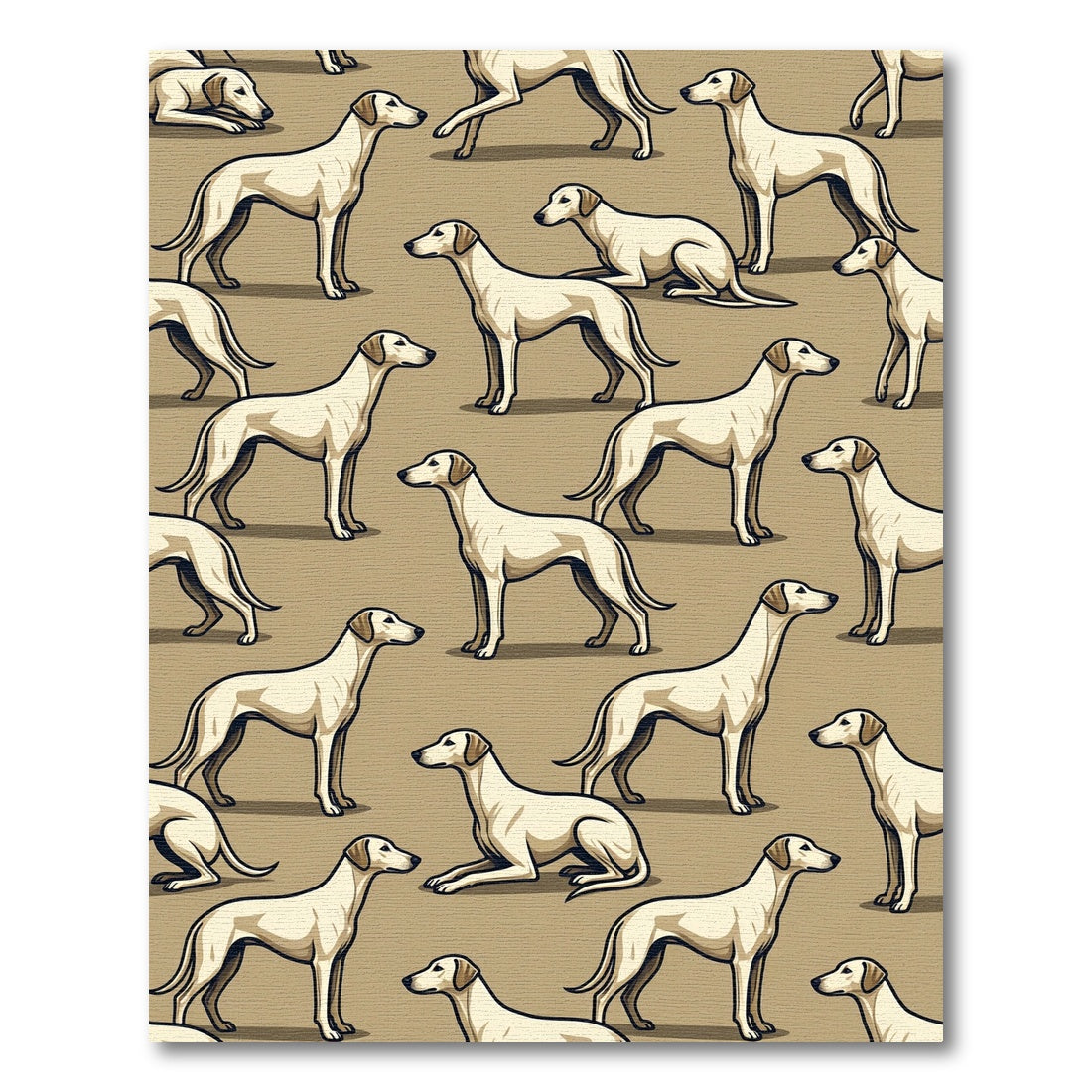 Minimalist Beige Greyhound Silhouette Art Rug