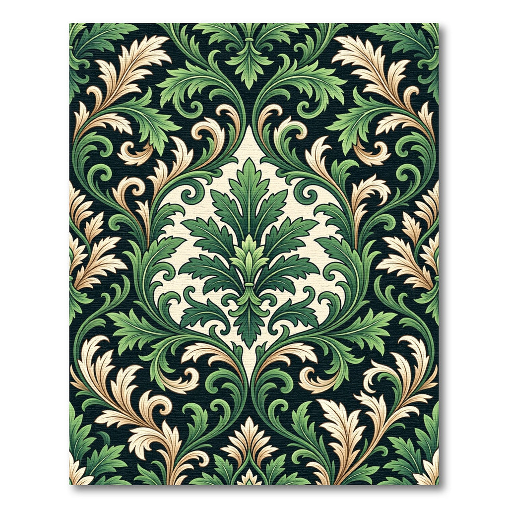 Vivid Green and Beige Acanthus Scroll Rug