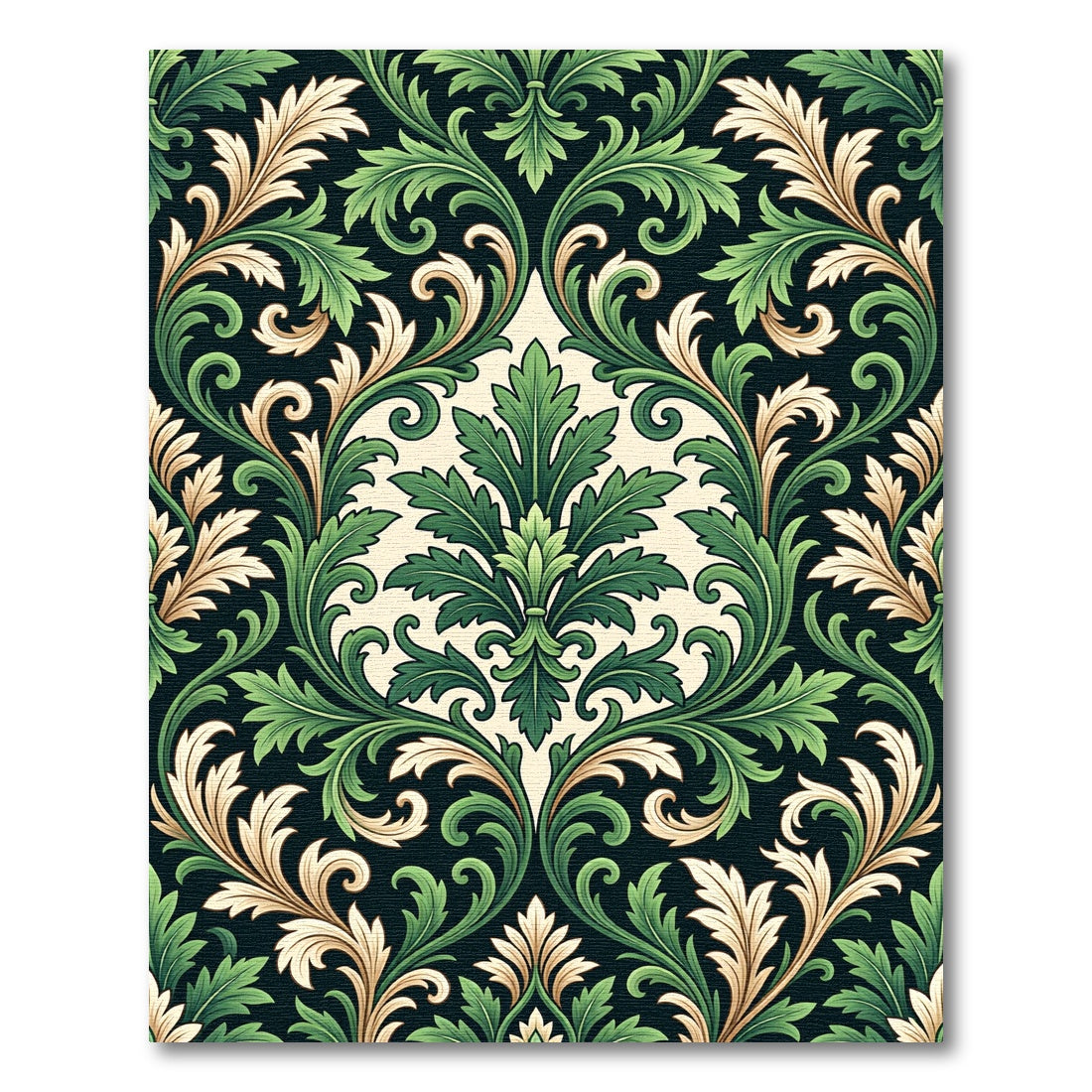 Vivid Green and Beige Acanthus Scroll Rug