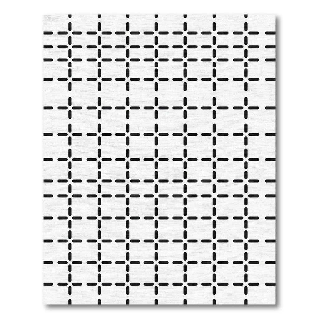 Black White Geometric Dash Grid Rug