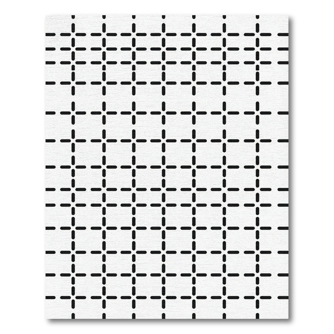 Black White Geometric Dash Grid Rug