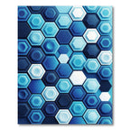 Modern Blue Dimensional Geometric Hexagons Rug