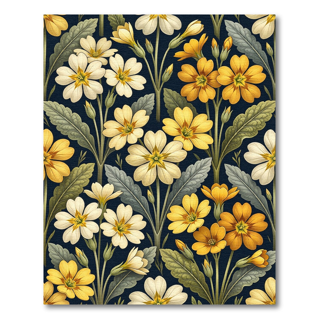 Golden Primrose Floral Botanical Meadow Rug