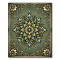 Earthy Green Floral Mandala Medallion Rug