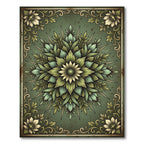 Earthy Green Floral Mandala Medallion Rug