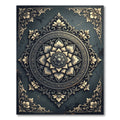 Ornate Charcoal Golden Floral Medallion Rug