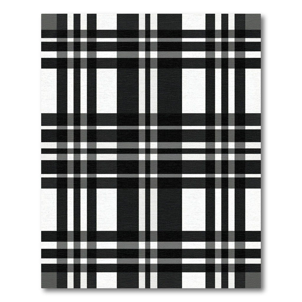 Classic Black White Plaid Stripes Rug